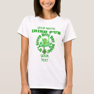 Camiseta Rua de cerveja verde divertida do Patrick