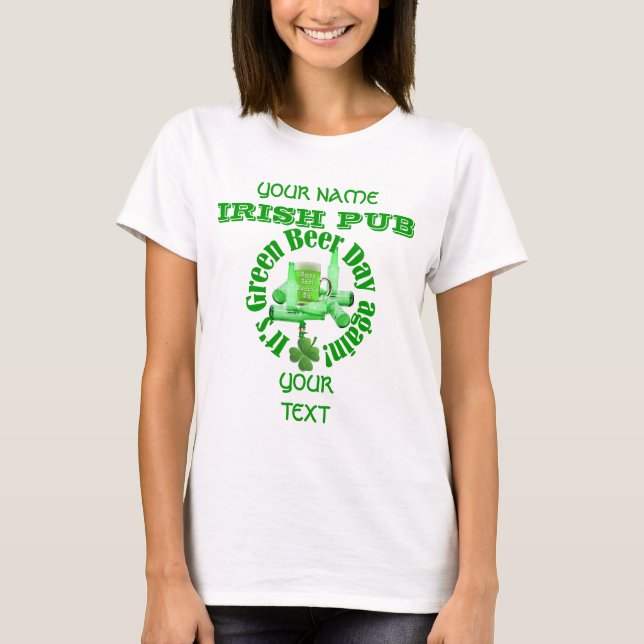 Camiseta Rua de cerveja verde divertida do Patrick (Frente)