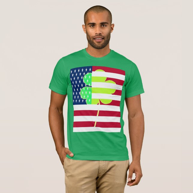 Camiseta Rua de Clover do Bandeira Irlandesa Americana Sham (Frente Completa)