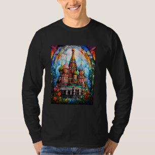 Camiseta Rua de Estilo de Vidro Manchado. Catedral de Basil