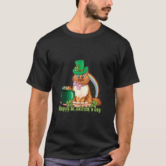 Camiseta Rua de gato Carrapatos Dia de Shamrock Dia de São  (Frente)