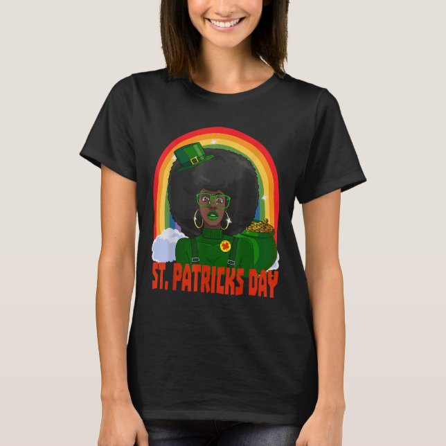 Camiseta Rua de Leprechaun, afro-americana. (Frente)