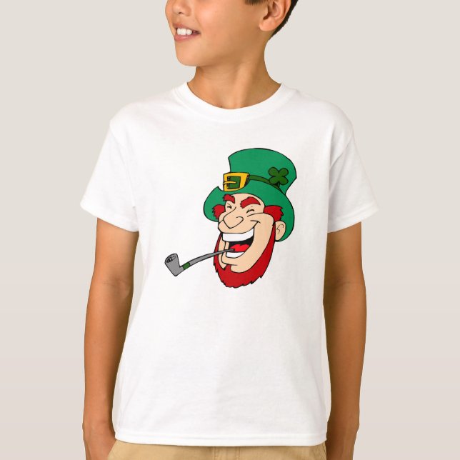 Camiseta Rua de Leprechaun sorridente. Dia de Patrick (Frente)