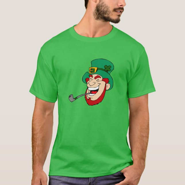 Camiseta Rua de Leprechaun sorridente. Dia de Patrick (Frente)