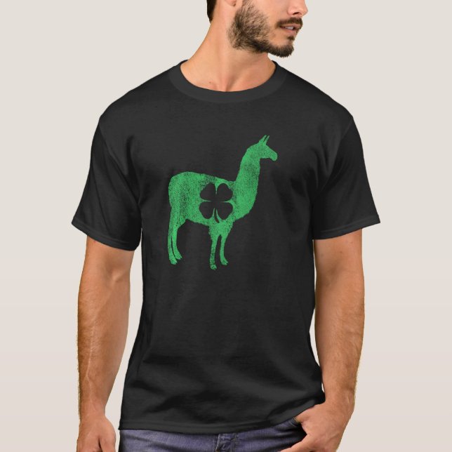 Camiseta Rua De Llama Alpaca. Patrick S Day Shamrock Clover (Frente)