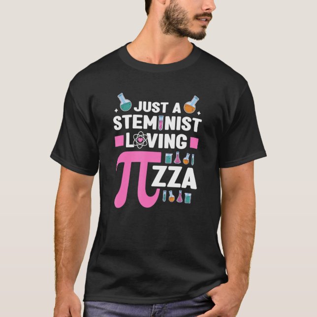 Camiseta Rua de Matemática Steminist Lovist Pizza Science (Frente)