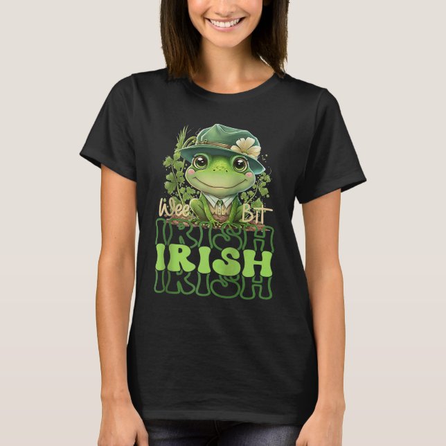 Camiseta Rua de Patrick's Wee Bit Irish Cute Sapo com chapé (Frente)