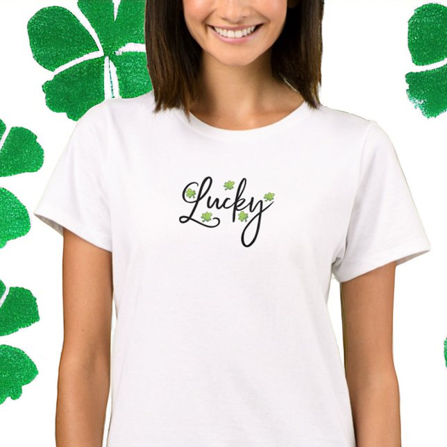 Camiseta Rua de Shamrock, Bolinhas sortuda, dia de Patrick (Criador carregado)