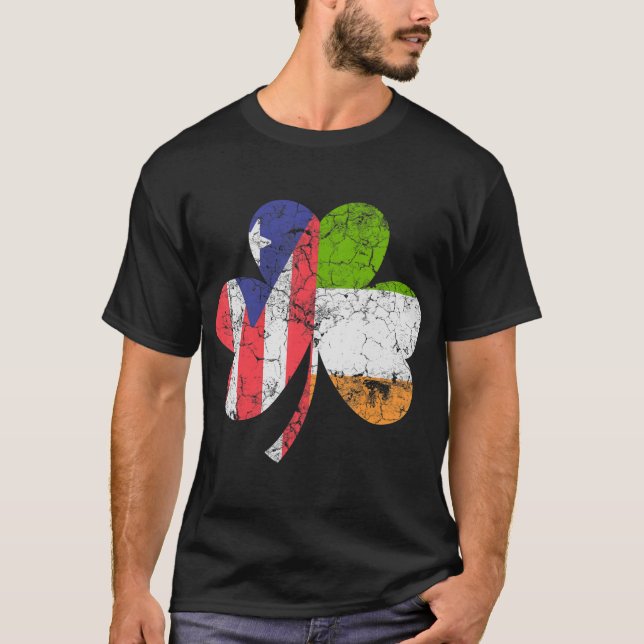 Camiseta Rua de Shamrock da Irlanda Irish Puerto Rican Flag (Frente)