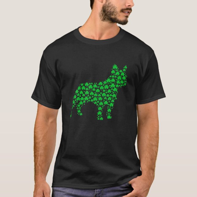 Camiseta Rua de Shamrock do Cachorro Francês.Pipoca do Dia  (Frente)