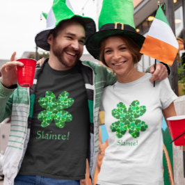 Camiseta Rua de Shamrock do Coração Verde. Personalizável d