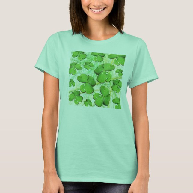 Camiseta Rua De Shamrock Verde Patrick Ladies Organic T-Shi (Frente)