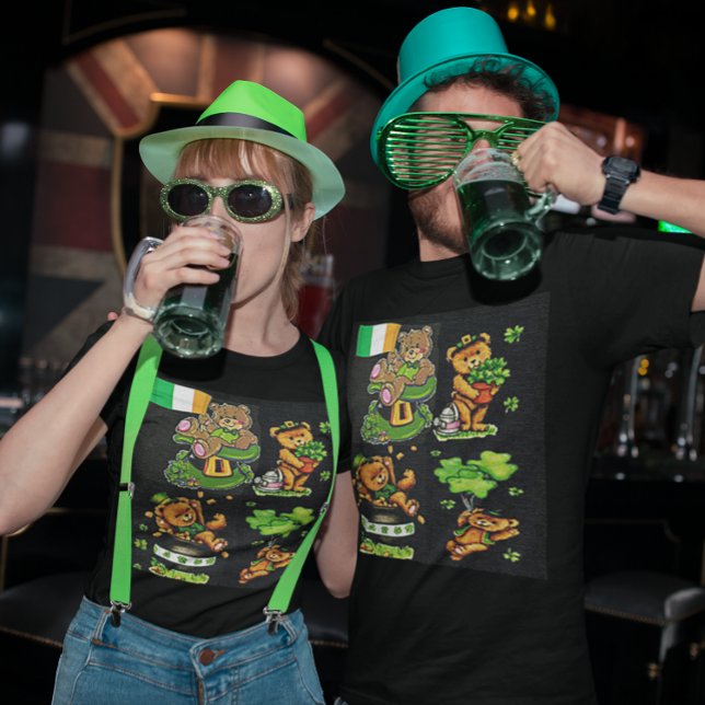 Camiseta Rua de Urso de Teddy. Coleção de Dia de Patrick (Teddy Bear St. Patrick's Day Collection T-Shirt)