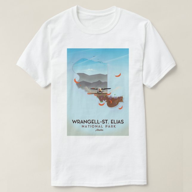 Camiseta Rua de Wrangell. Parque Nacional de Elias, poster  (Frente do Design)