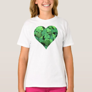 Camiseta Rua. Dia das Patetas, Shamrock verde, corações i