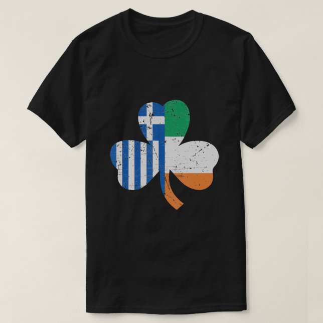 Camiseta Rua. Dia de Patrick Bandeira Grega Grécia Irlandes (Frente do Design)