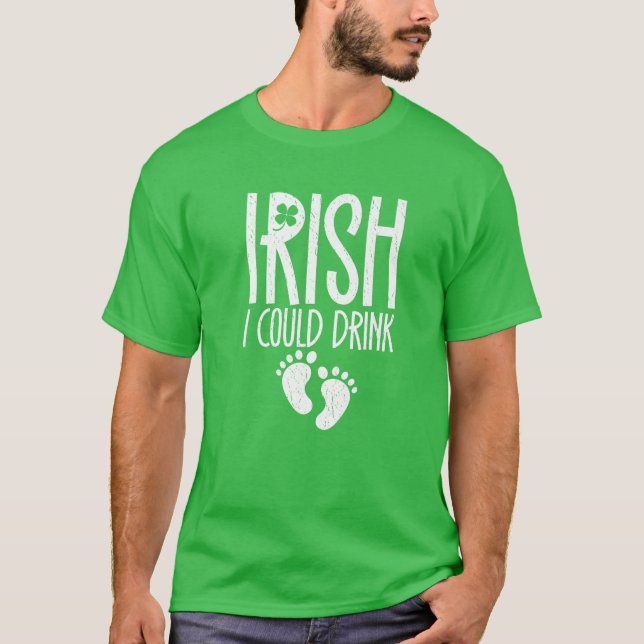 Camiseta Rua. Dia de Patrick Bebida Engraçada Irlandesa Grá (Frente)