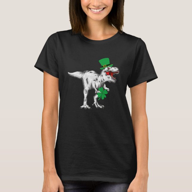 Camiseta Rua Dia de Patrick Dinossauro Rex Quatro Leaf C Cr (Frente)