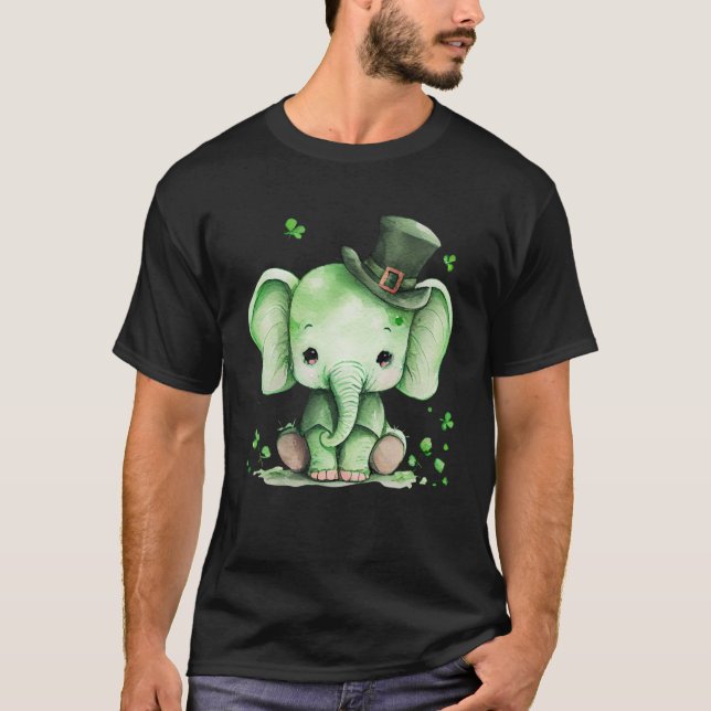 Camiseta Rua Dia de Patrick Elefante Irlandês Saint Patrick (Frente)