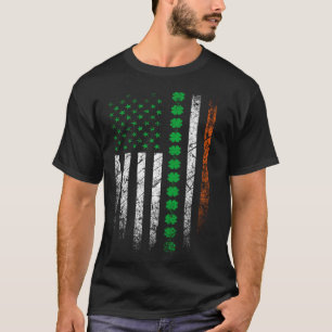 Camiseta Rua Dia de Patrick IRISH AMERICAN FLAG Ireland Sha