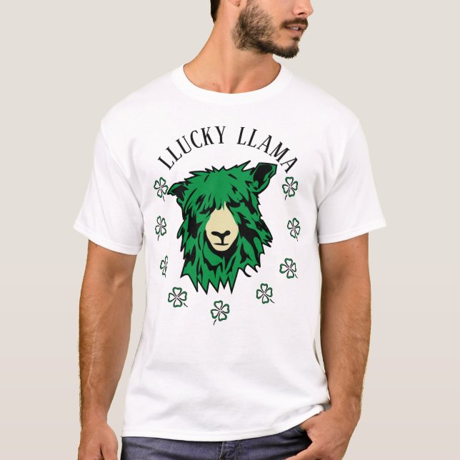 Camiseta Rua, dia de Patrick, Lucky Green Llama (Frente)