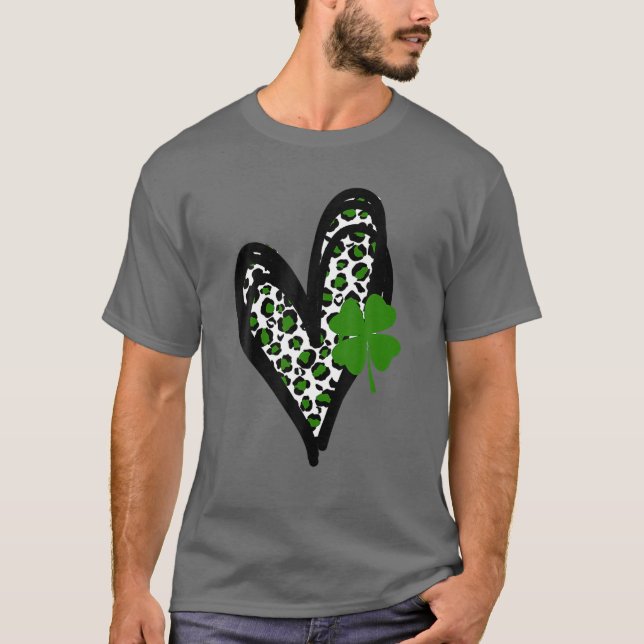 Camiseta Rua.Dia de Sain Patrick - Amor Shamrock Leopard He (Frente)
