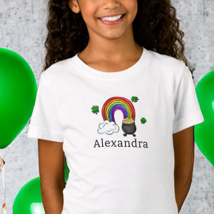 Camiseta Rua, dia do Patrick Rainbow Dourado Shamrock Perso