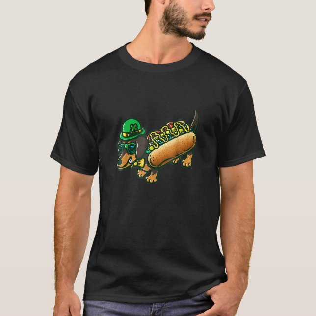 Camiseta Rua do Cachshund Leprechau Patrick Day Santo Paddy (Frente)