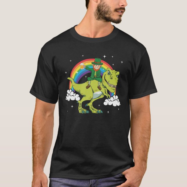 Camiseta Rua do dia de Patrick Leprechaun Dinosaur (Frente)