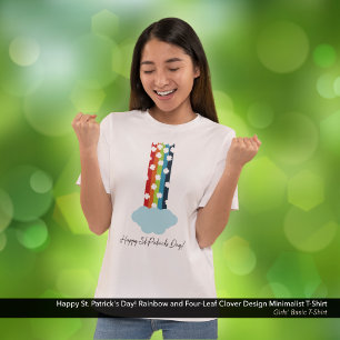 Camiseta Rua do dia de Patrick Rainbow 4-Leaf Clover Minima