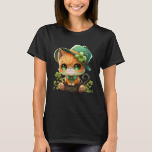Camiseta Rua do gato Shamrock Patrick Day Leprechaun Hat Cu