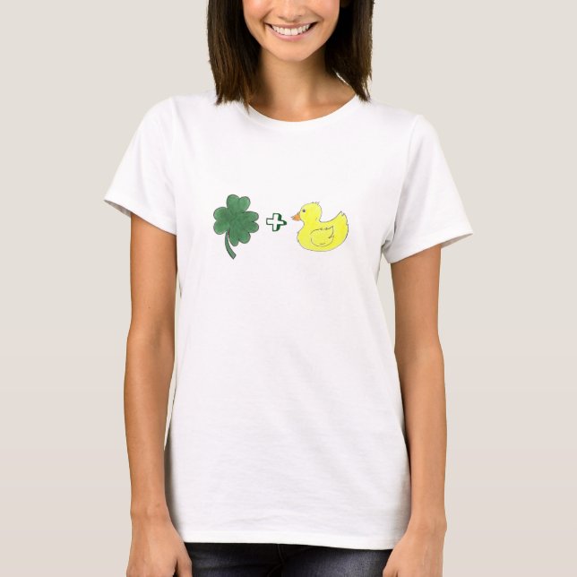 Camiseta Rua Ducky Shamrock Rubber Ducky, dia de Patrick (Frente)