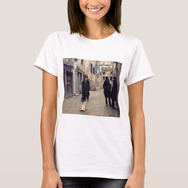 Camiseta Rua em Veneza (Mulher Elegante) (Cantora Sargent) (Frente)