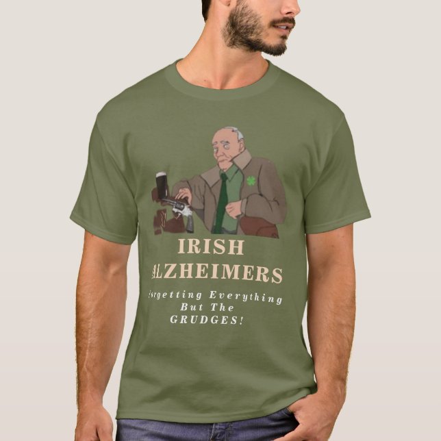 Camiseta Rua Engraçada de Alzheimer Irlandesa. Camisa-T de  (Frente)
