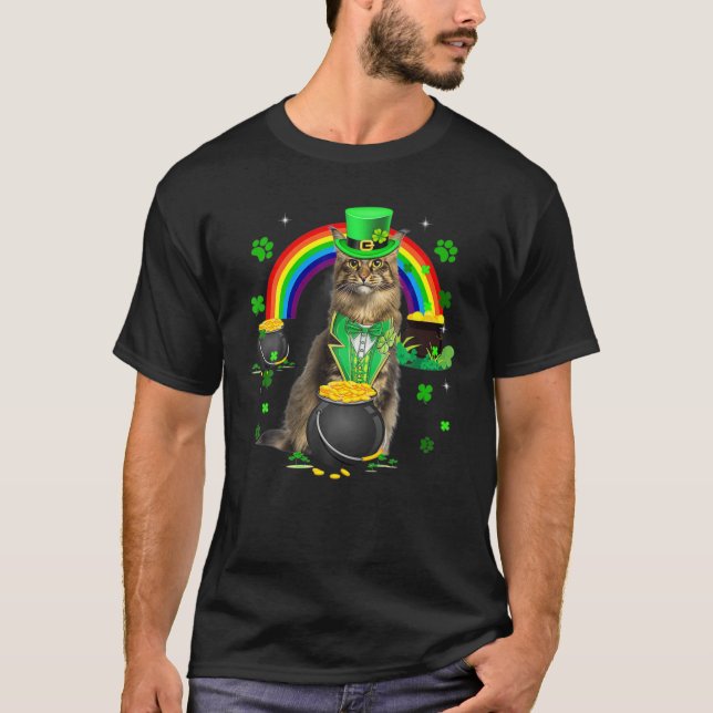Camiseta Rua engraçada, Gato Gato Leprechaun Shamro do Dia  (Frente)