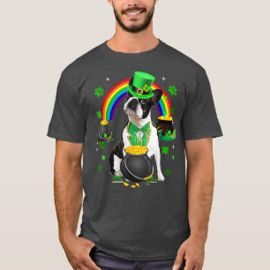 Camiseta Rua Engraçado de Boston Terrier Leprechaun Shamroc