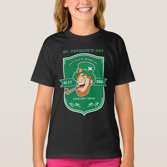 Camiseta Rua Engraçado Leprechaun. Dia de Patrick (Frente)