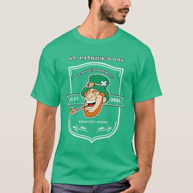 Camiseta Rua Engraçado Leprechaun. Dia de Patrick (Frente)