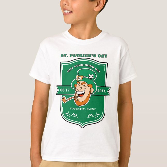 Camiseta Rua Engraçado Leprechaun. Dia de Patrick (Frente)