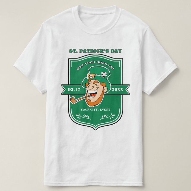 Camiseta Rua Engraçado Leprechaun. Dia de Patrick (Frente do Design)