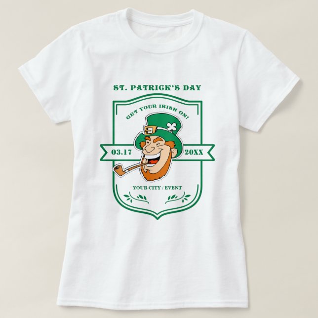 Camiseta Rua Engraçado Leprechaun. Dia de Patrick (Frente do Design)