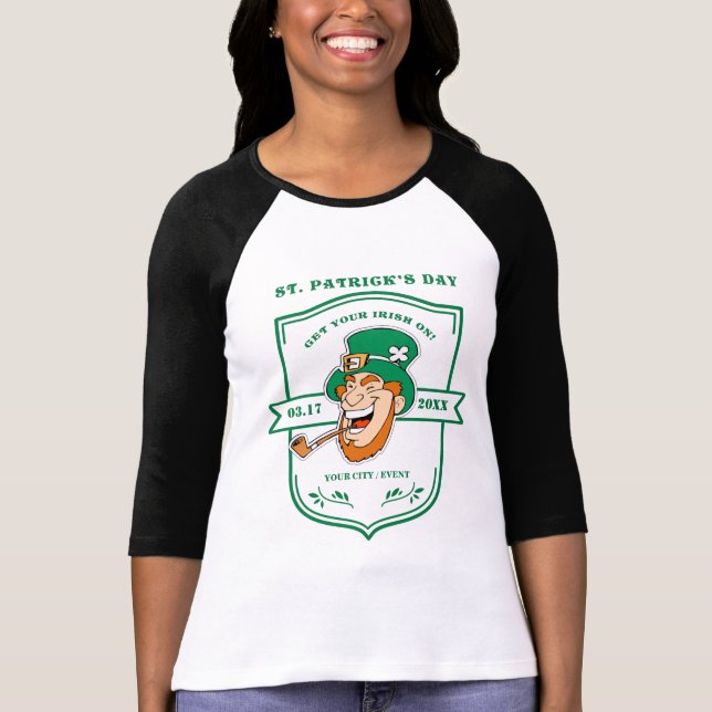 Camiseta Rua Engraçado Leprechaun. Dia de Patrick (Frente)