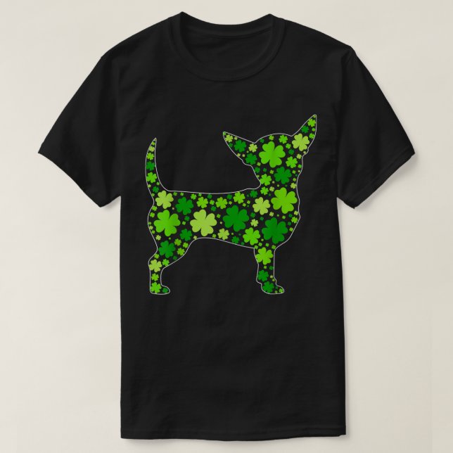 Camiseta Rua Engraçado Shamrock Chihuahua  (Frente do Design)
