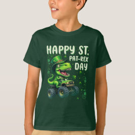 Camiseta Rua Feliz, Dinossauro Pat Trex Day com Camarões