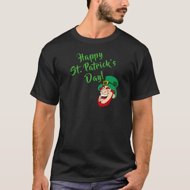 Camiseta Rua Feliz, Diversão de Patrick e Leprechaun Mágico (Frente)