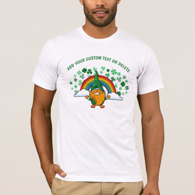 Camiseta Rua Feliz, o trevo do arco-íris Patrick Day Gnomes (Frente)