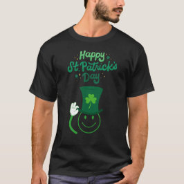 Camiseta Rua feliz, rosto sorridente no dia de Patrick em u