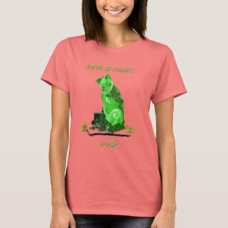 Camiseta Rua Feliz Verde. Camisa-Gatinho do Dia do Paddy