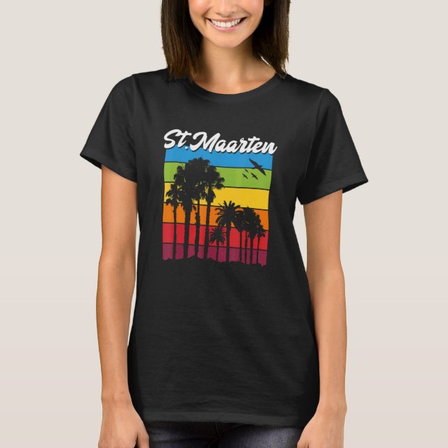 Camiseta Rua Férias Maarten Souvenir Rainbow Palm Trees Cr (Frente)