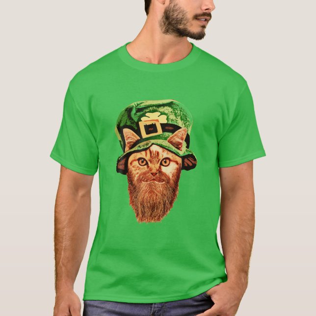 Camiseta Rua, Gato de Leprechaun do Dia de Patrick (Frente)